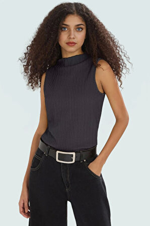 Kolsuz Örme Bluz Dik Yaka Regular Kalıp Renk Yazlık Kaliteli İşçilik Premium Kalite