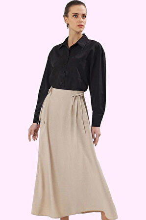 Kadın Düz Desen Maxi Etek Pamuk Günlük Kombinler İçin Rahat Hafta Sonu Yaz Aylarının Vazgeçilmezi