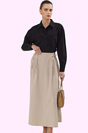 Kadın Düz Desen Maxi Etek Pamuk Günlük Kombinler İçin Rahat Hafta Sonu Yaz Aylarının Vazgeçilmezi