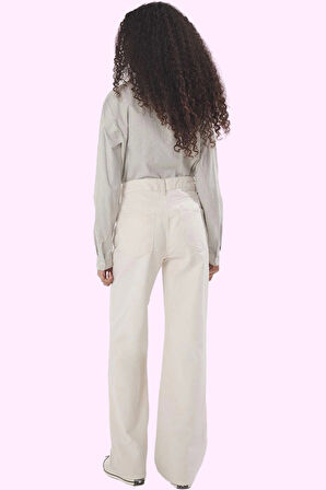 Kadın Pamuk Denim Pantolon Yüksek Bel Geniş Paça Casual Kombinler Yaz Aylarının Vazgeçilmezi