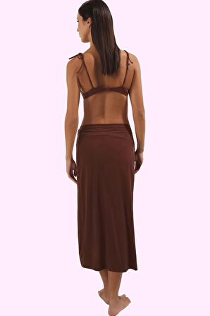 Kadın A line Plaj Eteği; Vücuda Oturan Örme Kumaş Midi Boy Günlük Kullanım Kaliteli Malzeme