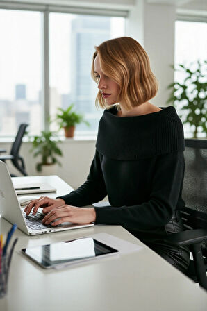 Kadın Regular Kalıp Omuz Dekolteli Düz Desen Triko Kazak Soğuk Havalar İçin Şık Seçim Kaliteli