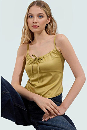 Regular Kalıp Saten Bluz Kolsuz İnce Askılı Rahat Günlük Kaliteli İşçilik Modern Stil