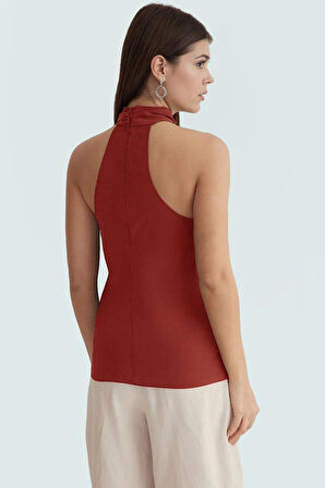 Boyundan Düğümlü Bluz Şık ve Rahat Yazlık Moda Trend Tasarım Özenle Seçilmiş