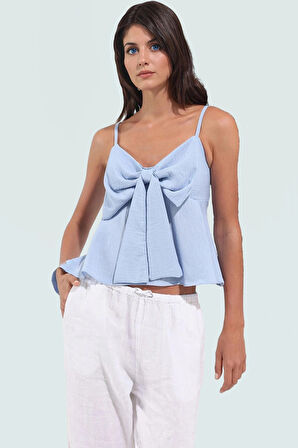 Fitted Kalıp Keten Görünümlü Kolsuz Bluz %100 Polyester Günlük Kullanım İçin