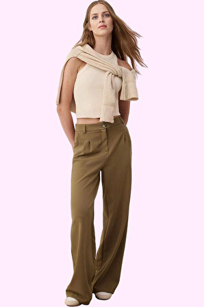 Kadın Palazzo Pantolon Yüksek Bel Geniş Paça Rahat Kesim Günlük Stil Yaz Aylarının Vazgeçilmezi