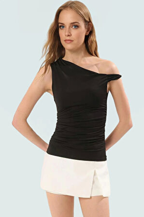 Vücuda Oturan Örme Bluz Basic Kısa Kollu Konforlu Kesim Modern Stil Dayanıklı Malzeme