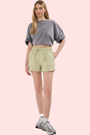 Kadın Pamuk Düz Desenli Rahat Şort Yaz Aylarının Vazgeçilmezi Günlük Kullanım Modern Tasarım