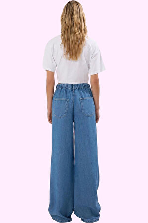 Kadın Denim Yüksek Bel Wide Leg Pantolon Liyosel Rahat Günlük Hafta Sonu Dayanıklı Malzeme