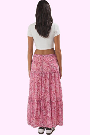 Kadın Çiçekli Tül Etek A line Normal Bel Maxi Boy Günlük Stil Hafta Sonu Dayanıklı Malzeme