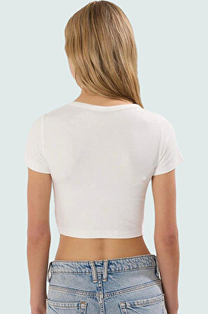 2li Paket Viskoz Crop Bluz Fitted Kalıp Bisiklet Yaka Rahat Günlük Stil Modern