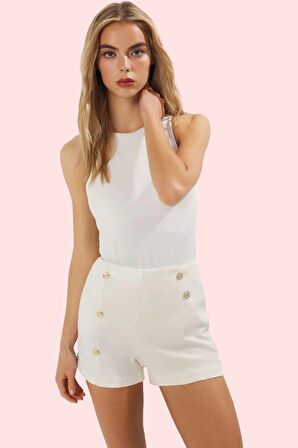 Kadın Yüksek Bel Boru Paça Bermuda Şort Günlük Kombinler İçin Rahat Ve Şık Kaliteli Malzeme