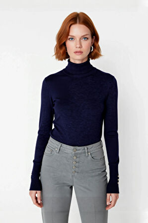 Kadın Basic Balıkçı Yaka Fitted Kesim Triko Kazak Rahat Şık İlkbahar Sonbahar Kombinleri Kaliteli