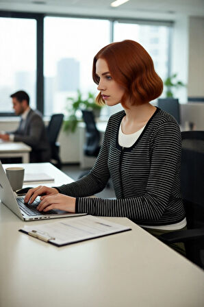 Kadın İnce Triko Çizgili Bisiklet Yaka Standart Kol Rahat Crop Hırka Casual Kullanım Kaliteli