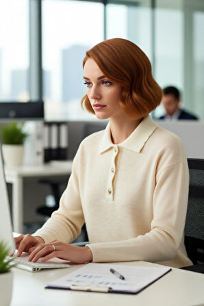 Kadın Polo Yaka Oversize Triko Kazak Düşük Kollu Rahat Kesim Günlük Şıklık Kombinleri İçin İdeal