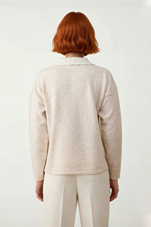 Kadın Polo Yaka Oversize Triko Kazak Düşük Kollu Rahat Kesim Günlük Şıklık Kombinleri İçin İdeal