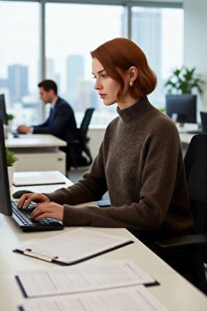 Kadın Dik Yaka Oversize Kalın Triko Kazak Düşük Kol Detaylarıyla Kış Aylarının Favori Parçası