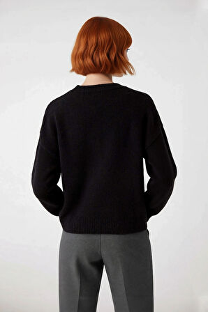 Kadın Günlük Oversize Bisiklet Yaka Düşük Kol Triko Kazak Soğuk Havalar İçin Mükemmel Tercih