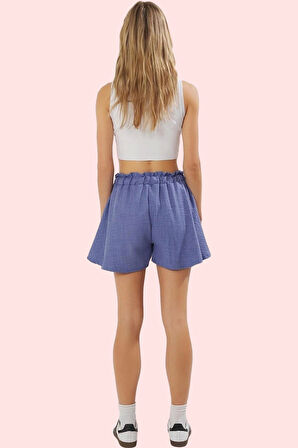 Kadın Pamuklu Dokuma Şort Straight Siluet Yüksek Bel Günlük Kombinler Yaz Aylarının Vazgeçilmezi