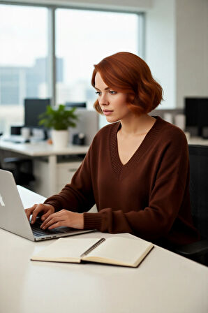 Kadınlara Özel Basic Regular Kalıp V Yaka Triko Kazak Büzgülü Uzun Kol Rahat Günlük Kombinler