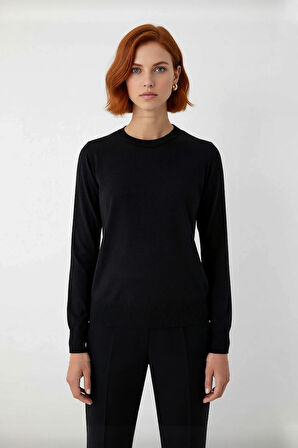 Kadın Basic İnce Triko Bisiklet Yaka Regular Kalıp Uzun Kol Günlük Şık Giyim Kazak Kaliteli