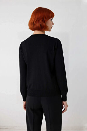 Kadın Basic İnce Triko Bisiklet Yaka Regular Kalıp Uzun Kol Günlük Şık Giyim Kazak Kaliteli