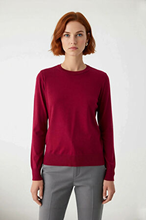 Kadın Basic İnce Triko Bisiklet Yaka Regular Kalıp Uzun Kol Günlük Şık Giyim Kazak Kaliteli