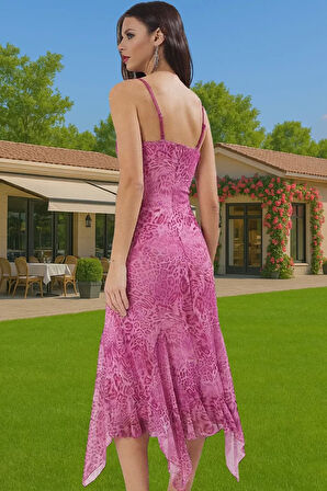 Feminen A Kesim Örme Tül Elbise Çiçek Desenli Yazlık Mükemmel Uyum Mükemmel Uyum Mükemmel Uyum