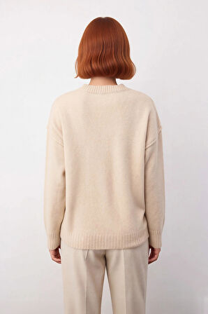 Kadınlar İçin Modern Oversize Kahverengi Triko Kazak V Yaka Düşük Kol Rahat Uzun Kalıp Şıklığı