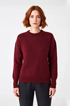 Kadın Triko Kumaş Düz Desenli Oversize Bisiklet Yaka Kazak Soğuk Günler İçin İdeal Seçim Kaliteli