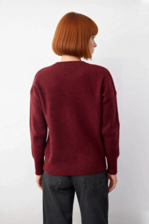 Kadın Triko Kumaş Düz Desenli Oversize Bisiklet Yaka Kazak Soğuk Günler İçin İdeal Seçim Kaliteli