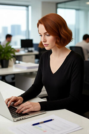 Kadın V Yaka Siyah Triko Kazak Casual Günlük Şıklığı Tamamlayan Orta Kalınlıkta Rahat Kesim