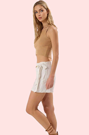 Kadın Renk Yüksek Belli Kısa Şort Etek Dokuma Kumaş Rahat Günlük Yaz Aylarının Vazgeçilmezi