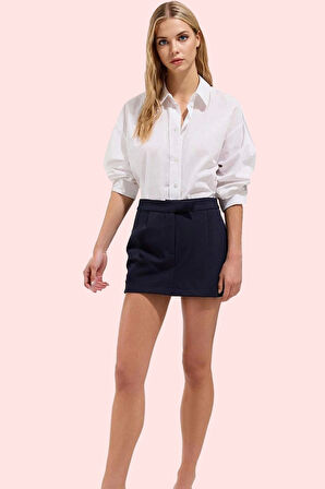 Kadın Mini Şort Etek Yüksek Belli Finike Dokuma Rahat Günlük Hafta Sonu Yaz Aylarının Vazgeçilmezi