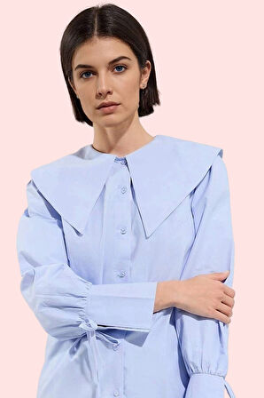 Kadın Uzun Kollu Gömlek Pamuk Terrycotton Kumaş Rahat Kalıp Günlük Yaz Aylarının Vazgeçilmezi