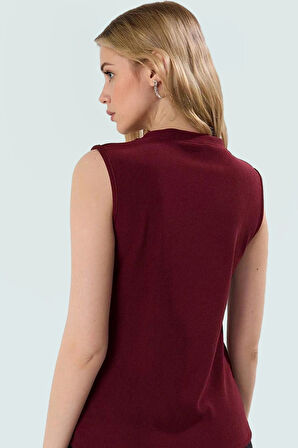 100 Polyester Scuba Krep Kadın Yazlık Örme Yelek Bisiklet Yaka Regular Günlük Kullanım İçin