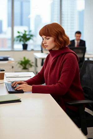 Kadın Bordo Kalın Yün İçerikli Şal Detaylı Triko Kazak Regular Kalıp Uzun Kollu Kış Kombinleri İçin