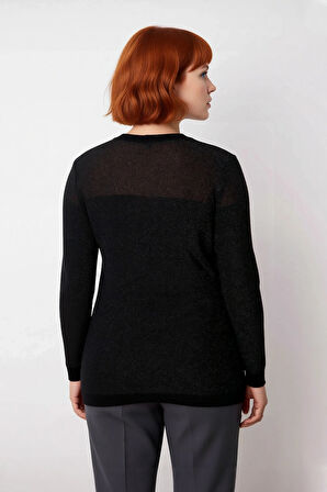 Kadın Fitilli Dokuma Fitted Kalıp Uzun Kol Bisiklet Yaka İnce Triko Kazak Modern Şıklık Sunar