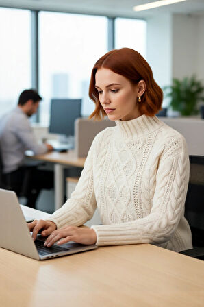 Kadın Oversize Akrilik Triko Saç Örgü Dik Yaka Kazak Soğuk Günler İçin Konforlu ve Şık Seçim