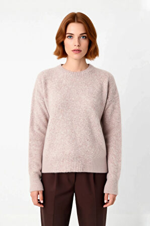 Kadın Regular Kalıp Düz Desen Bisiklet Yaka Triko Kazak Kışlık Sıcak Konforlu Günlük Stil Kaliteli