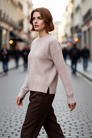 Kadın Regular Kalıp Düz Desen Bisiklet Yaka Triko Kazak Kışlık Sıcak Konforlu Günlük Stil Kaliteli