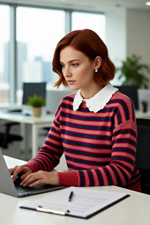 Kadın Renk Bloklu Kalın Triko Kazak Kış Sezonu İçin Çıkarılabilir Yaka Düşük Kol Rahat Giyim