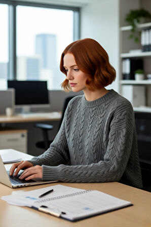 Kadın Geniş Kalıp Saç Örgü Detaylı Bisiklet Yaka Kalın Triko Kazak Günlük Şıklığınız İçin Kış