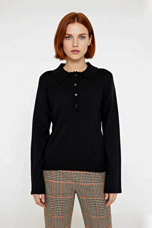 Kadınlar İçin Klasik Polo Yaka Düz Desen Akrilik Triko Kazak Kışlık Kombinlerin Gözdesi. Kaliteli