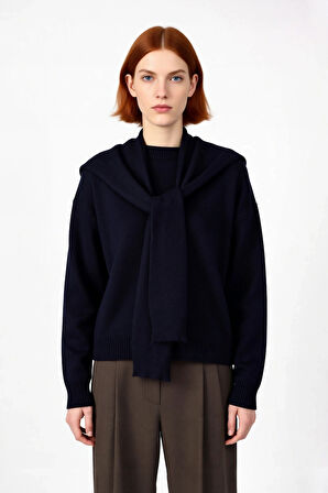 Kadın Kışlık Oversize Kalıp Düşük Kol Bisiklet Yaka Triko Kazak Günlük Şıklık Sunan Rahat Tasarım