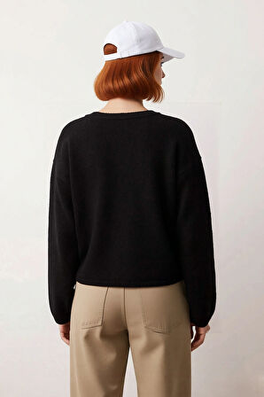 Kadın Geniş Kalıp Düz Desen Bisiklet Yaka Triko Kazak Soğuk Havalar İçin İdeal Rahatlık Kaliteli