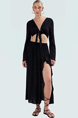 Dokuma Viskoz Bluz Etek Takım; Şal Desenli Oversize Yazlık Rahat Kullanım Uzun Ömürlü Şık Görünüm