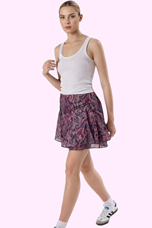 Kadın Astarlı Fırfırlı Şifon Mini Etek Desenli Günlük Kombin Hafta Sonu Yaz Aylarının Vazgeçilmezi