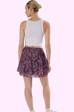 Kadın Astarlı Fırfırlı Şifon Mini Etek Desenli Günlük Kombin Hafta Sonu Yaz Aylarının Vazgeçilmezi