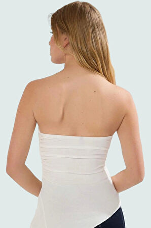 Asimetrik Straplez Bluz Viskon Ribana Yazlık Rahat Seçkin Malzeme Zarifane Tasarım